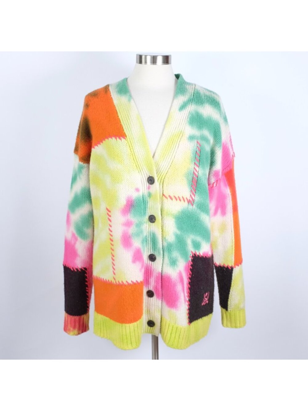 FRAME x Julia Sarr -Jamois cardigan sweater XS 100% cashmere tie dye oversized